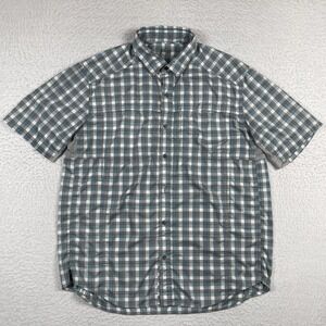 REI Co Op Shirt Mens Large Blue Gray Plaid‎ Fishing Hiking Camping Travel Angler